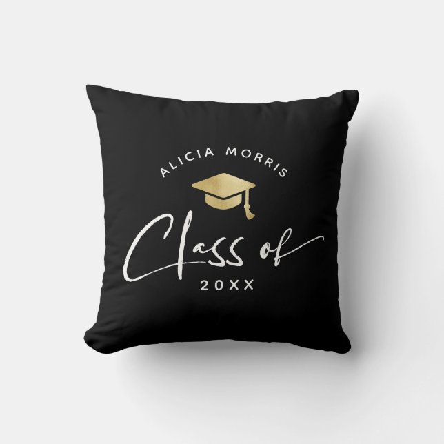 Coussin Nom personnalisé moderne Graduation Script tendanc (Recto)
