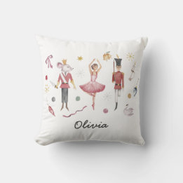 Coussin Nom personnalisé Nutcracker Ballet Ballerina Noël