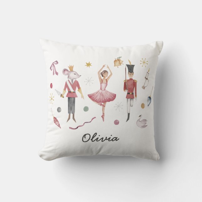 Coussin Nom personnalisé Nutcracker Ballet Ballerina Noël (Recto)
