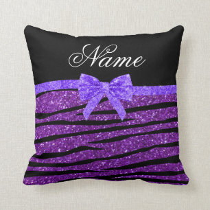 Coussin Nom personnalisé parties scintillant violette zè