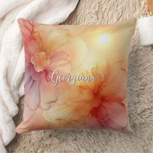 Coussin Nom personnalisé Pêcher framboise Floral Alcool En