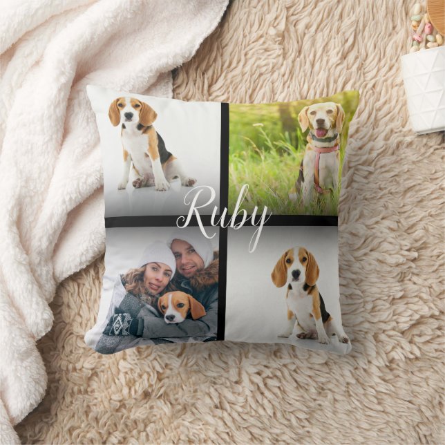 Coussin Nom personnalisé Pet Photo Collage (Couverture)