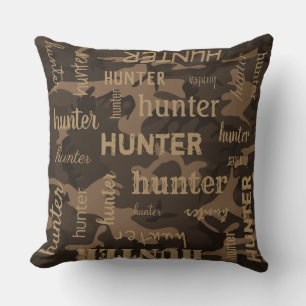 Coussin Nom personnalisé plus court Camo Marron