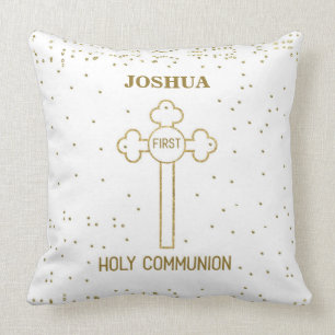 Coussin Nom personnalisé Première Sainte Communion Gold 