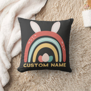 Coussin Nom Personnalisé Rainbow Oeuf Bunny Oreille Mignon