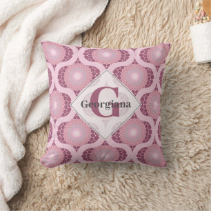 Coussin Nom personnalisé Retro Radiant Dusky Rose Dot Mand