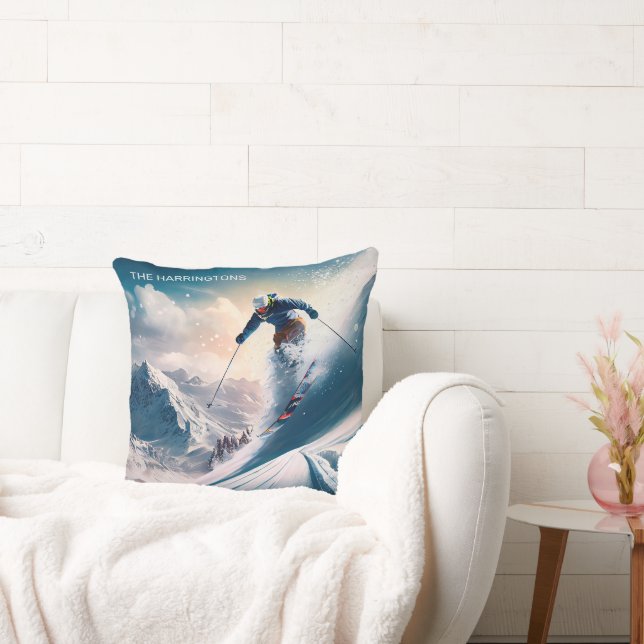 Coussin Nom personnalisé Skier de montagne (Canapé)