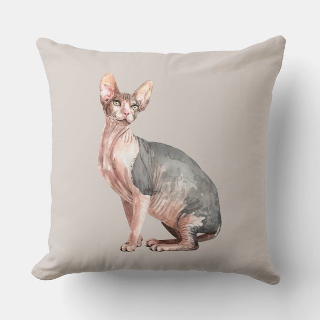 Coussin Nom personnalisé Sphynx chat sans cheveux motif (Recto)