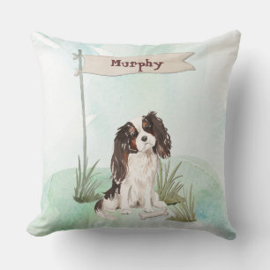Coussin Nom personnalisé Tri Color King Charles Spaniel
