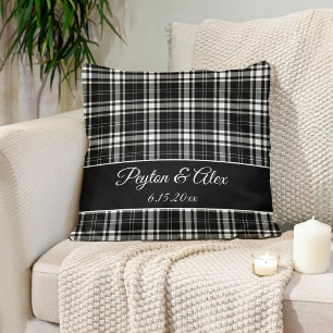 Coussin Nom personnalisé Vérification Buffalo noir et blan