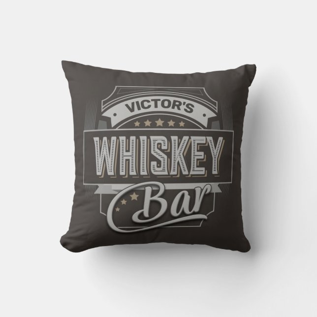 Coussin Nom personnalisé Vieux Deluxe Liquor Étiquette Whi (Recto)