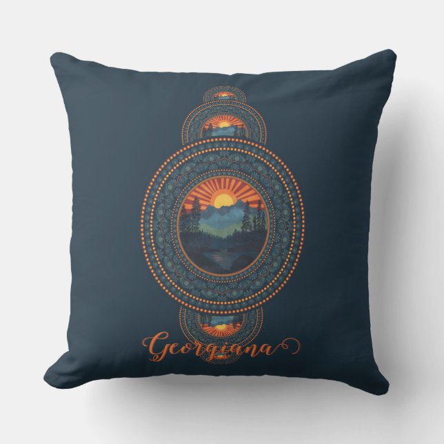 Coussin Nom personnalisé Vintage Wilderness Ornamental Man (Recto)