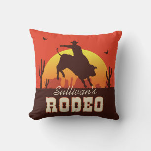 Coussin NOM Personnalisé Western Cowboy Bull Rider Rodeo