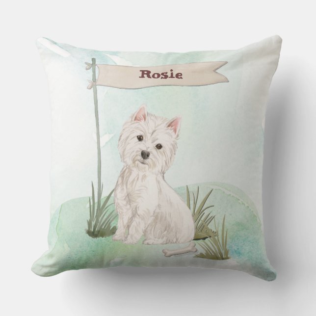 Coussin Nom personnalisé Westie chien animal de compagnie (Recto)