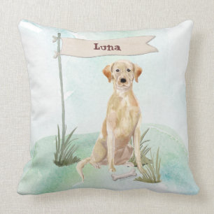 Coussin Nom personnalisé Yellow Lab Pet Dog