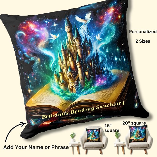 Coussin Nom, Sanctuaire de lecture de livre de Château Fan (Créateur téléchargé)