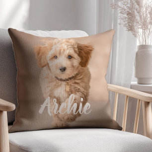 Coussin Nom simple et moderne d'animal de compagnie et pho