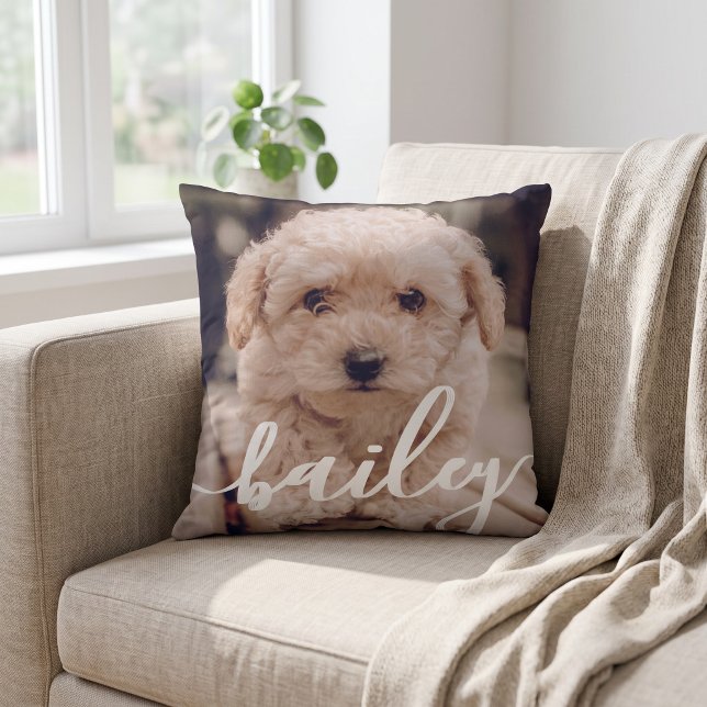 Coussin Nom simple moderne élégant chic pour animal de com (Créateur téléchargé)