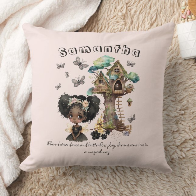 Coussin Nom Texte Magique Bois Fée Papillon (Couverture)