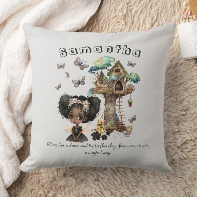 Coussin Nom Texte Magique Bois Fée Papillon (Couverture)