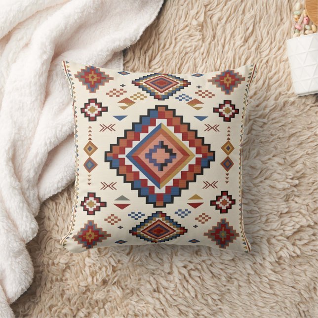 Coussin Nomade Confetti Désert – Tribal Marocain Vibrant (Couverture)