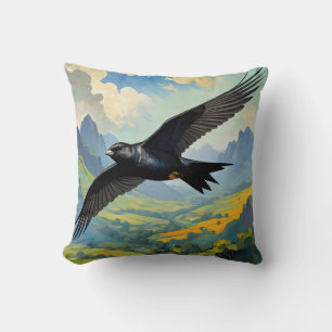 Coussin Nomade Mystérieux : Portrait d'Oiseau Rapide Color