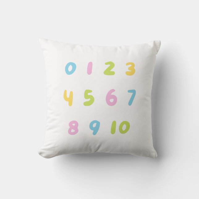 Coussin Nombres colorés pour enfants (Recto)