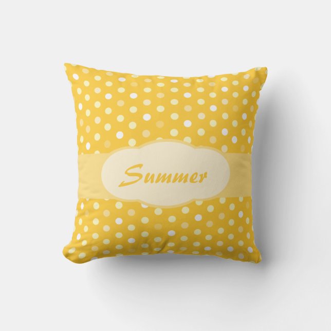 Coussin nommé de point de polka de filles jaunes (Recto)