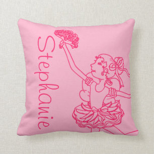 Coussin nommé rose rouge de petite-fille de fille