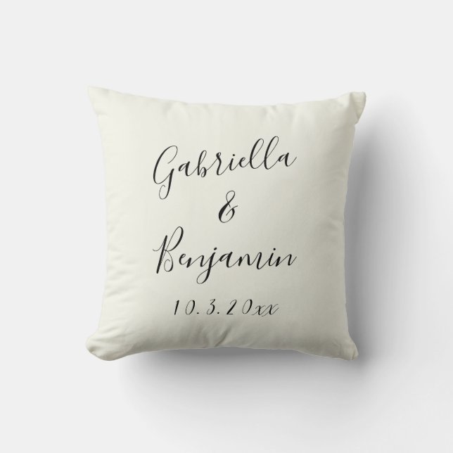 Coussin Noms de couple lettrage à la main stylé Mariage pe (Recto)