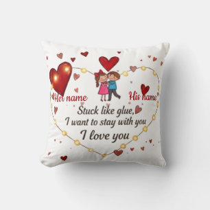 Coussin Noms de couple personnalisés Romantiques Collés co