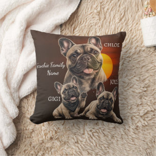 Coussin Noms de famille de Bouledogue Français personnalis