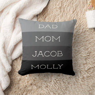 Coussin Noms de famille de quatre personnes Shades of Gray