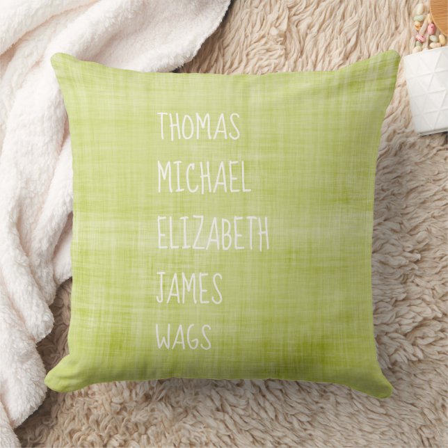 Coussin Noms de famille Décor vert intemporel Keepsaké (Couverture)