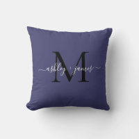 Noms de mariage élégants monogramme bleu marine Sc