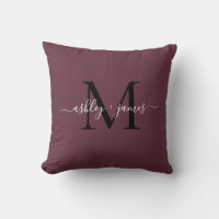 Noms de mariage élégants monogramme bordeaux Scrip