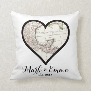 Coussin Noms faits sur commande de couples de cadeau de