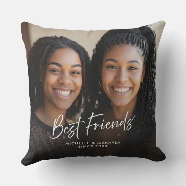 Coussin Noms personnalisés des meilleurs amis et script ph (Verso)