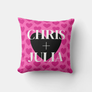 Coussin Noms personnalisés Hot Pink Valentine's Day