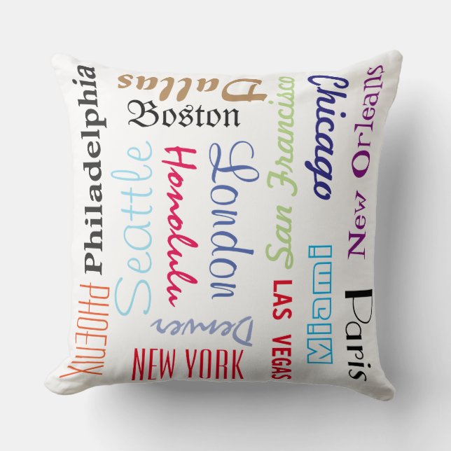 Coussin Noms personnalisés ou villes populaires Destinatio (Recto)
