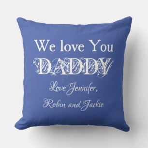 Coussin Noms personnalisés Père Papa Dada Moderne Bleu Sim