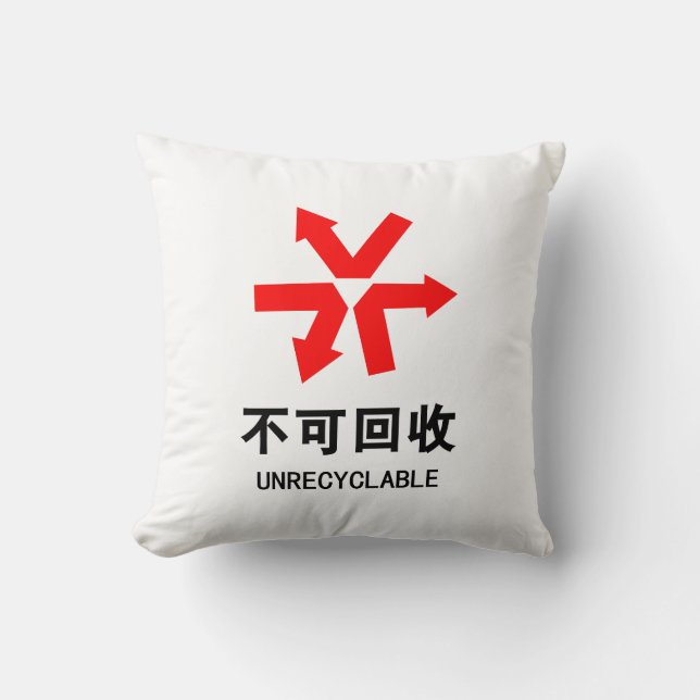 Coussin Non recyclable ~ Signe chinois langue Hanzi (Recto)