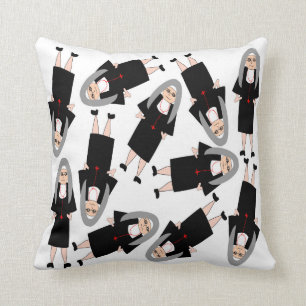 Coussin Nonnes dans les habitudes noires et blanches