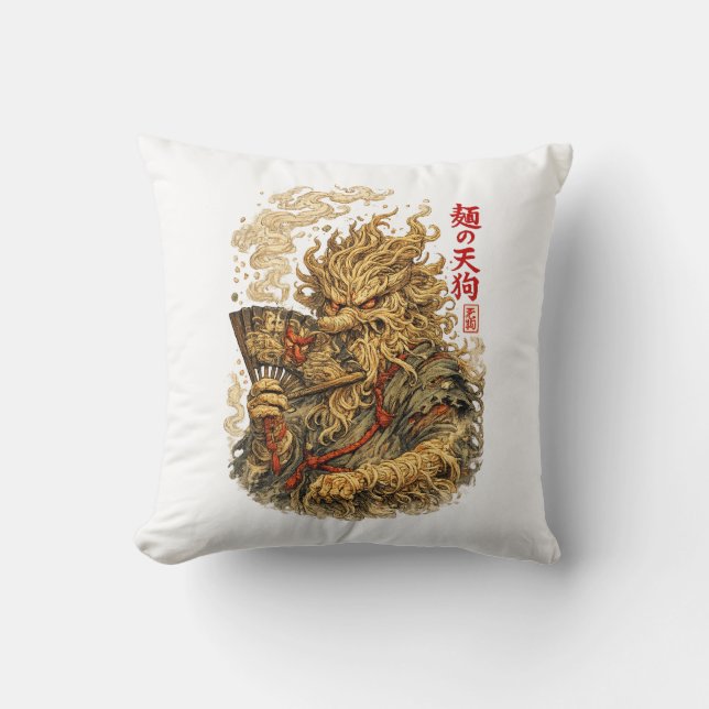 Coussin Noodle Tengu – Créature mythique japonaise faite d (Recto)