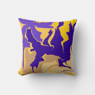 Coussin Nord-Ouest Tourbillons violets, jaunes et beiges