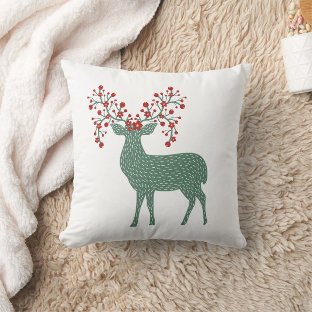 Coussin Nordic Festive Fun Folk Art Reindeer Décor maison (Couverture)