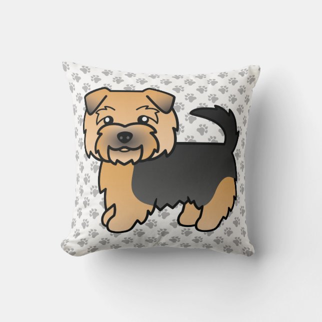 Coussin Norfolk Terrier noir et feu Chien de dessin animé  (Recto)