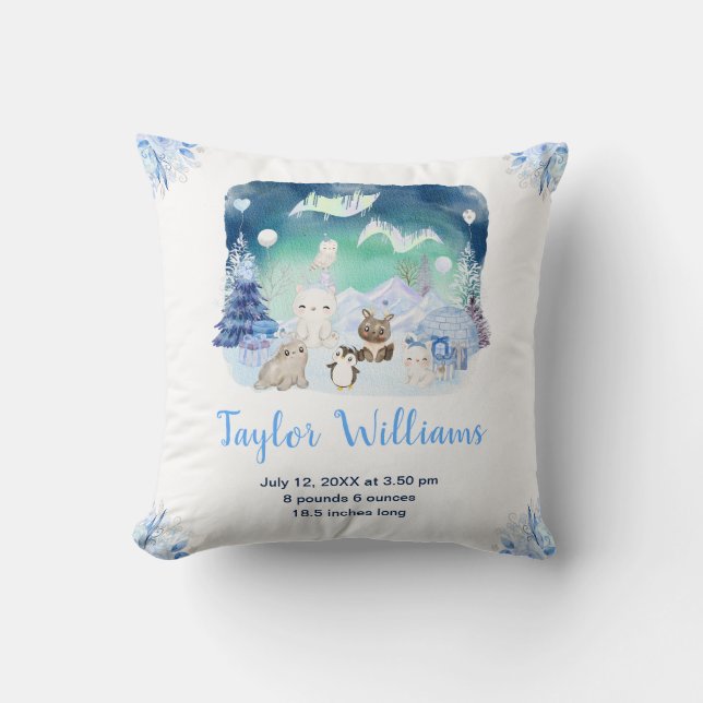 Coussin Northern Lights Arctic Animals Birth Statistics (Recto)