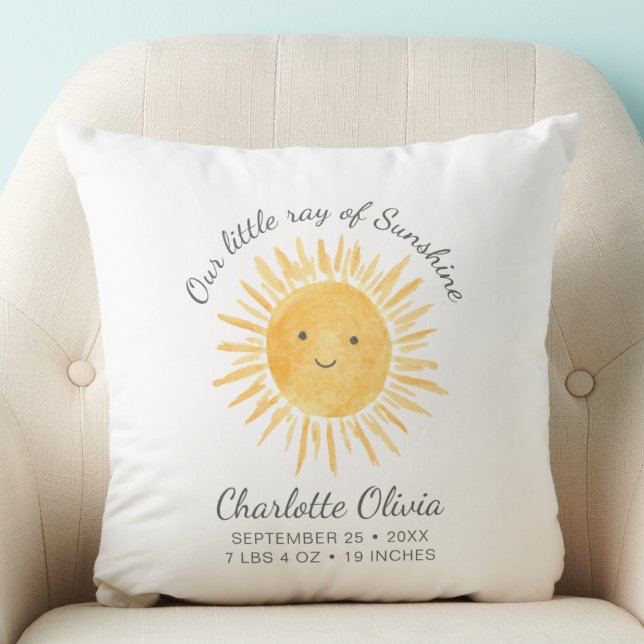 Coussin Nos Petits Rayons De Soleil Statistiques De Naissa (Créateur téléchargé)