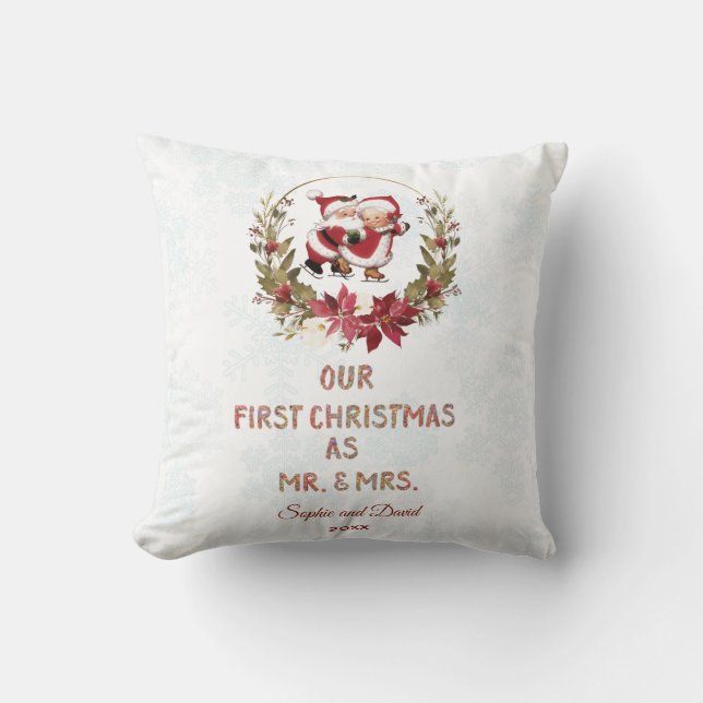 Coussin Nos premiers flocons de neige Poinsettia (Recto)